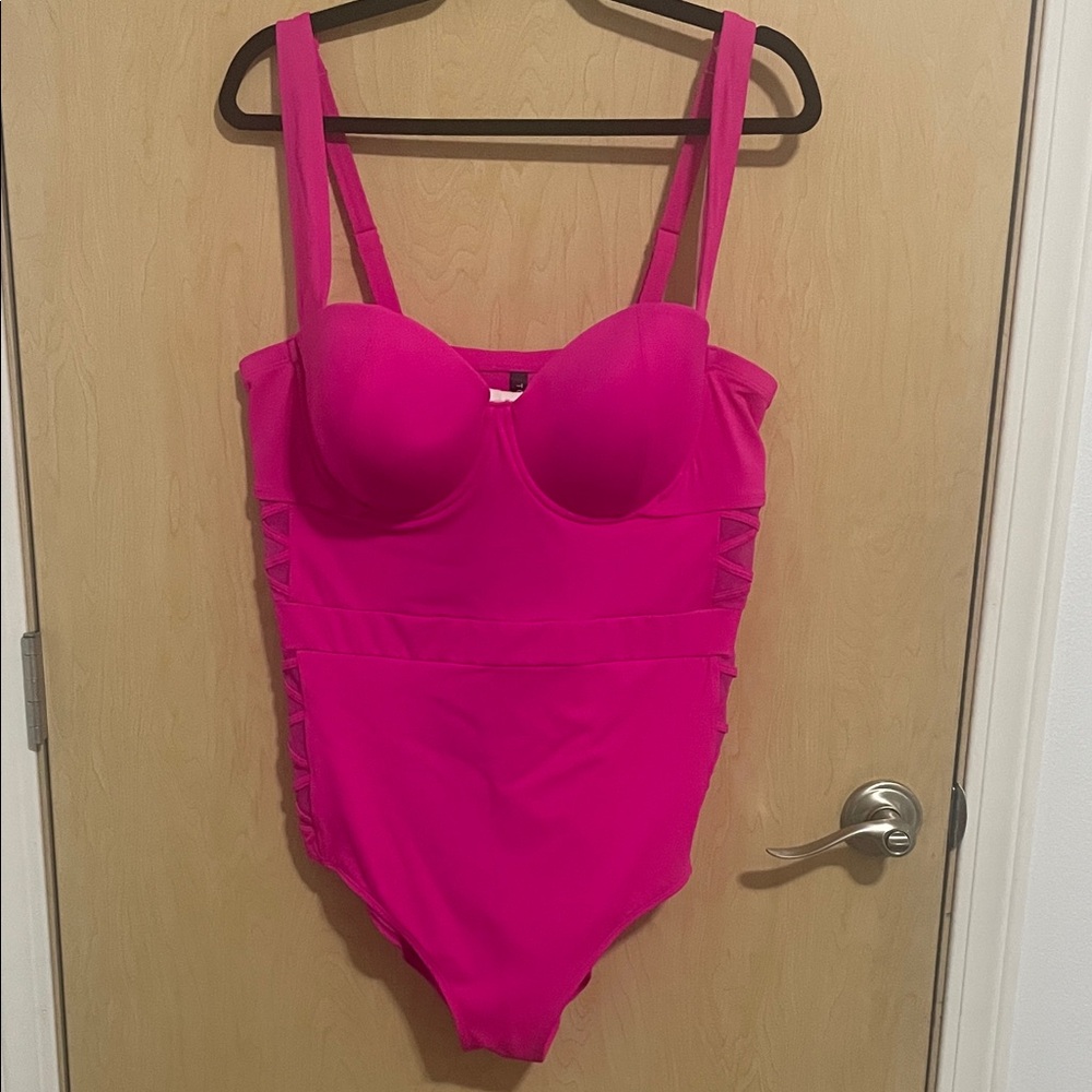 Women’s Hot Pink One-Piece Swimsuit with Underwire Support